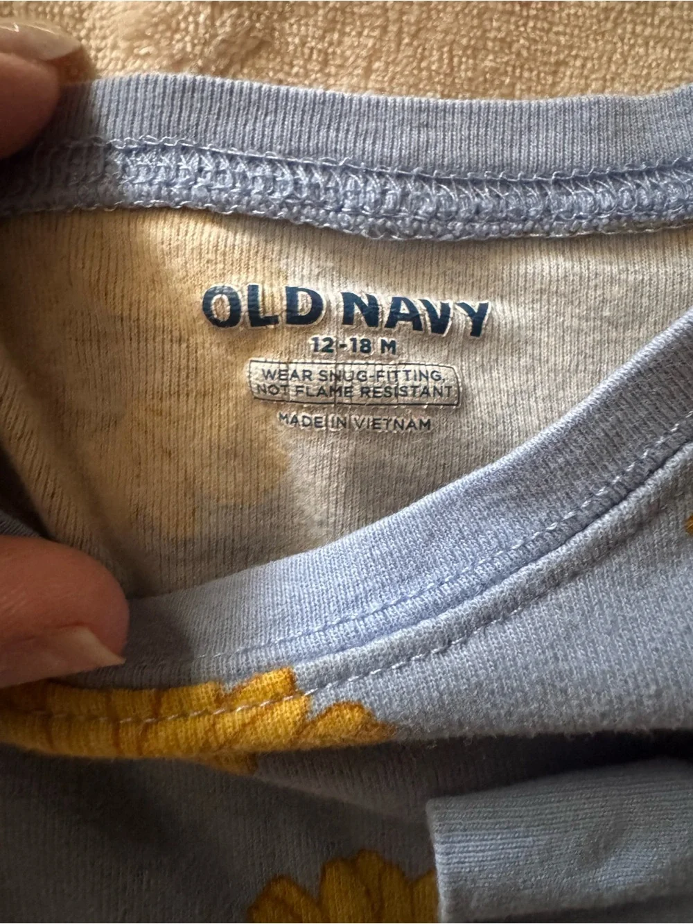 Old Navy Blue Sunflower Print Pajama Set
